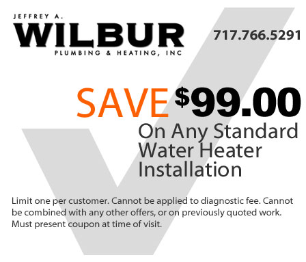 save 99 dollars on any stantard water heater installation